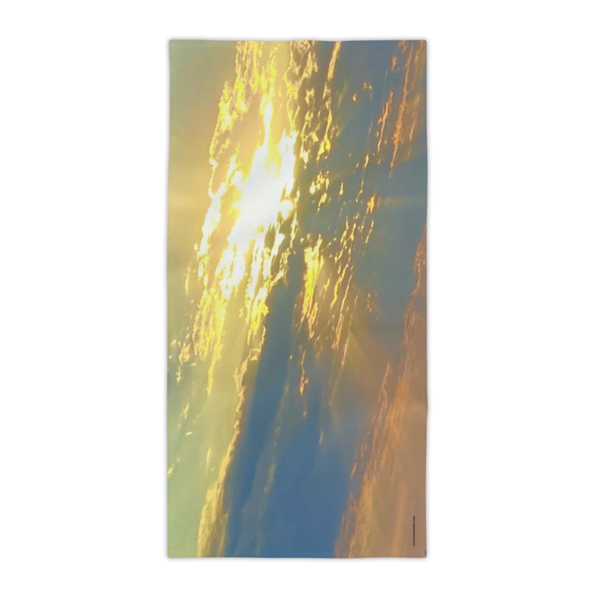 Sunset Sky Beach Towel | Golden Clouds, Coastal Beach Towel