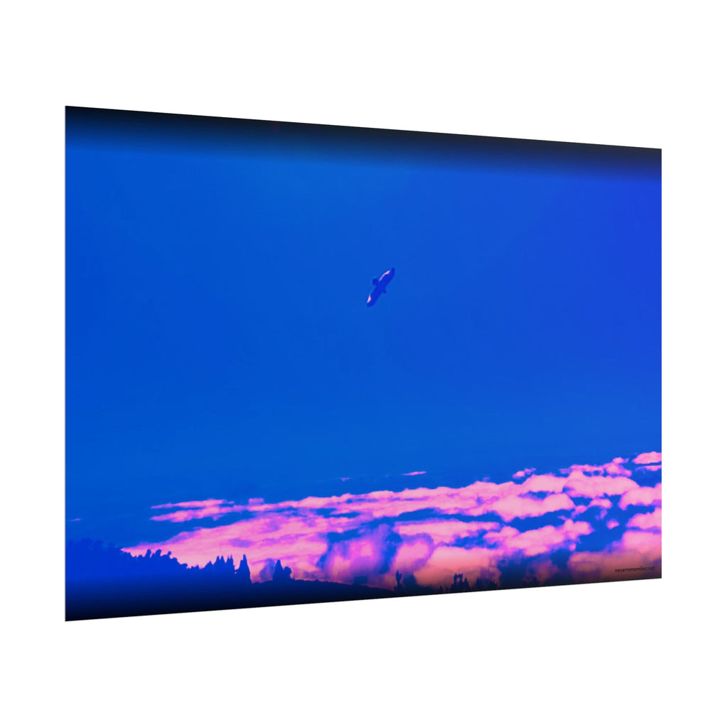 Surreal Blue Sky with Pink Clouds Rolled Poster | Vaporwave Landscape