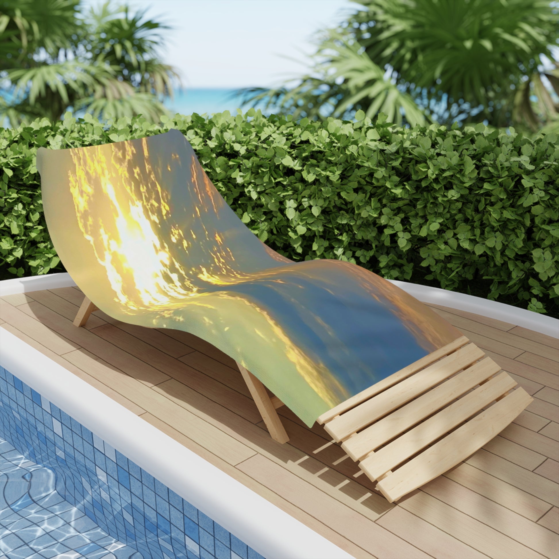 Sunset Sky Beach Towel | Golden Clouds, Coastal Beach Towel