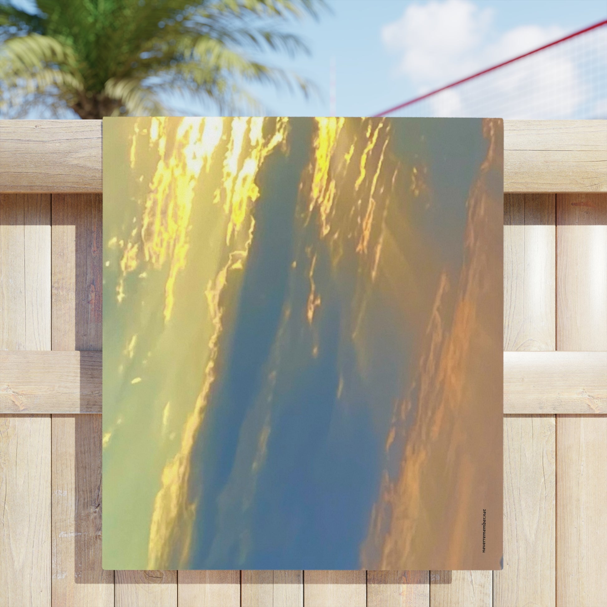 Sunset Sky Beach Towel | Golden Clouds, Coastal Beach Towel