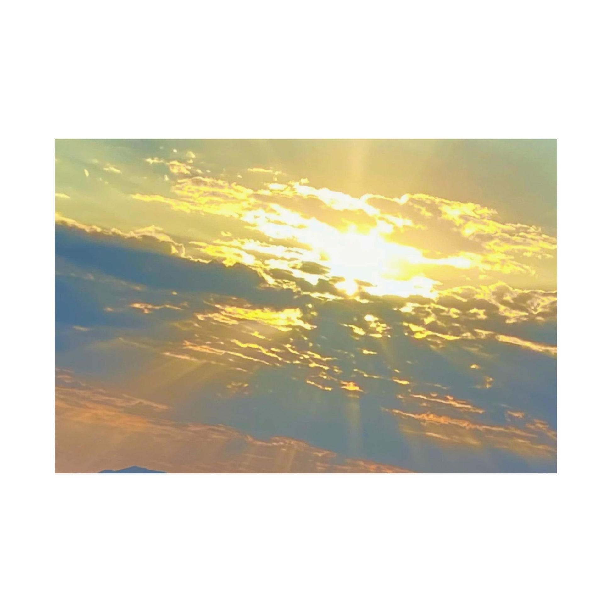 Sunrise Sky Poster Matte Horizontal | Sun Rays Clouds Landscape Wall Art