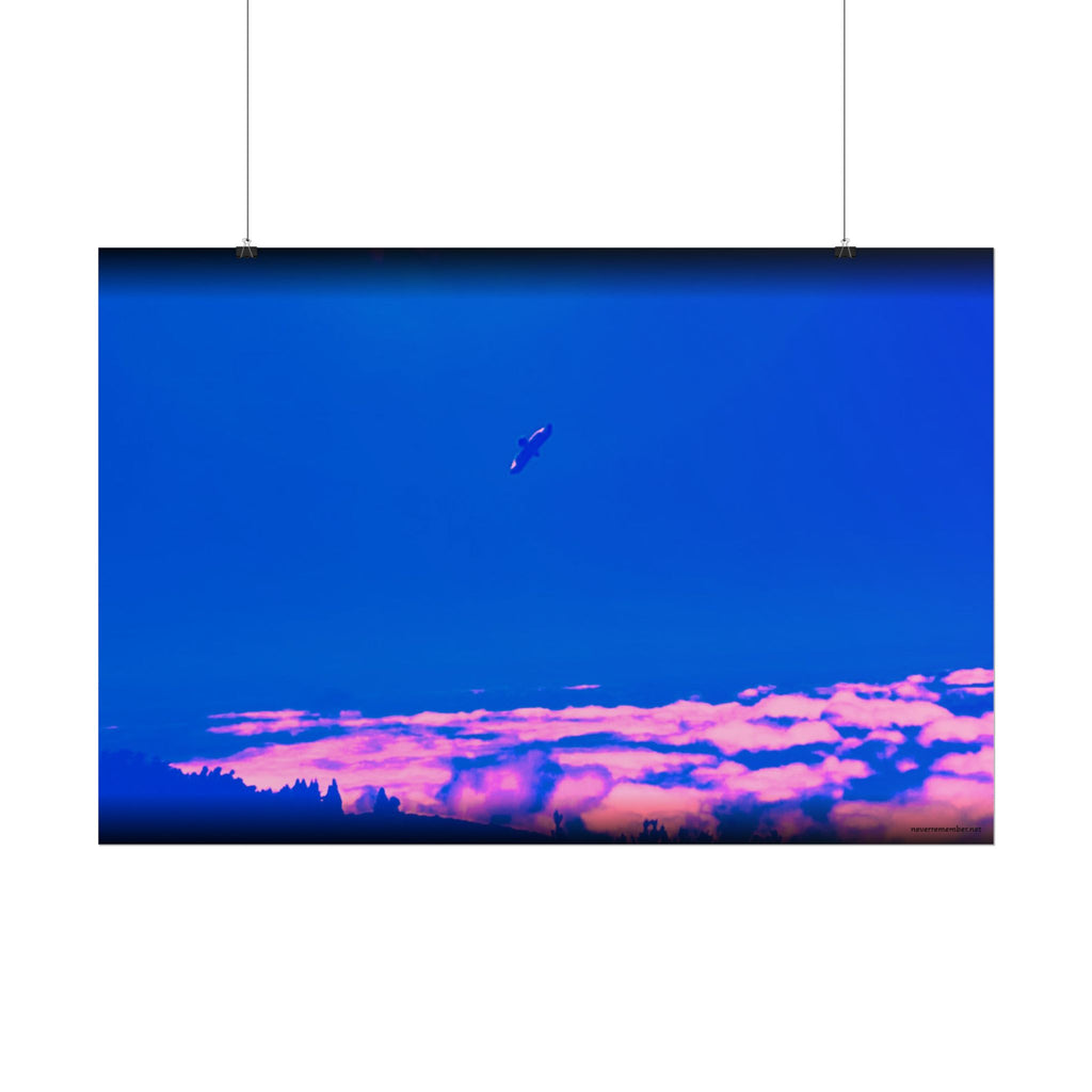 Surreal Blue Sky with Pink Clouds Rolled Poster | Vaporwave Landscape
