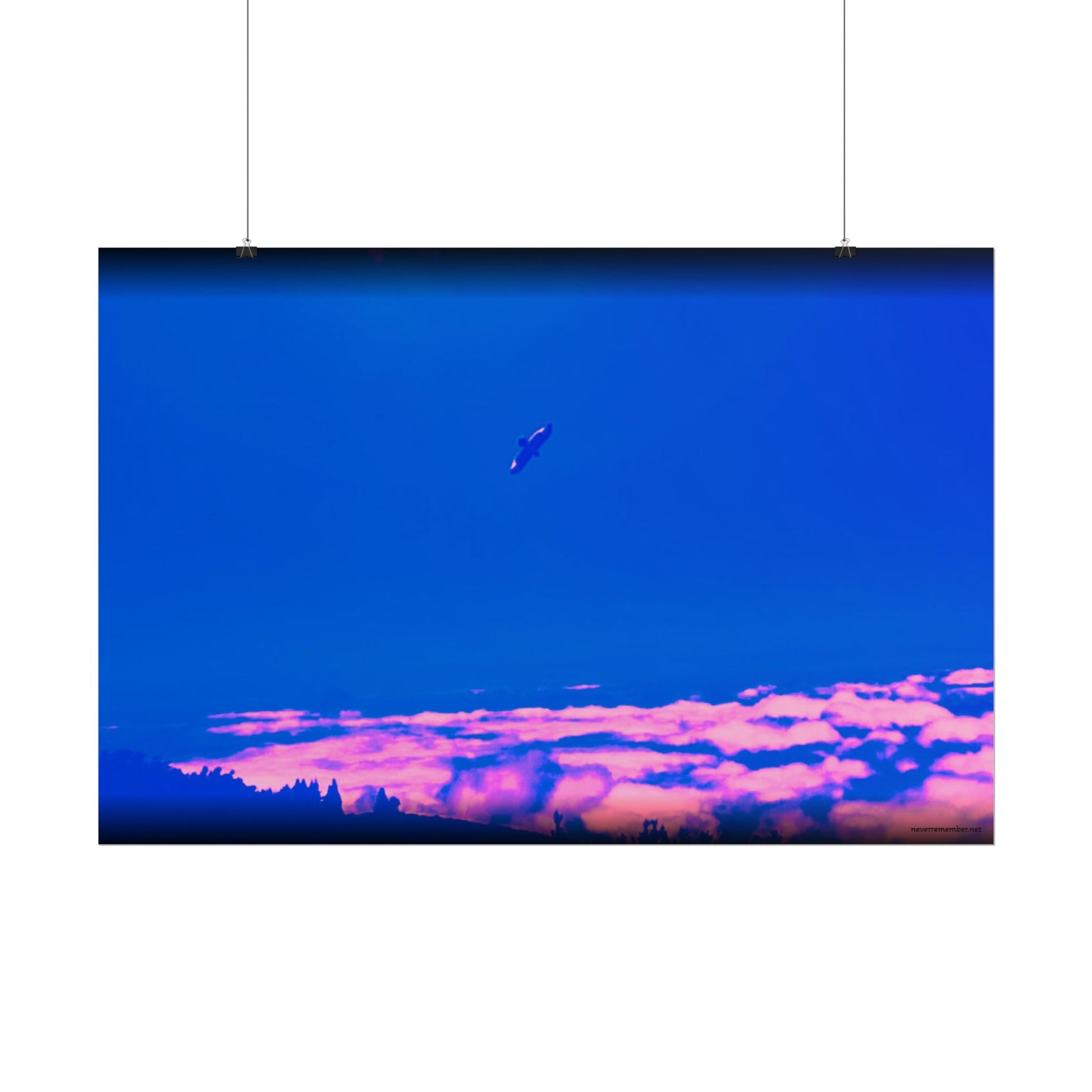 Surreal Blue Sky with Pink Clouds Rolled Poster | Vaporwave Landscape