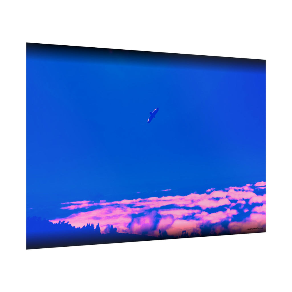 Surreal Blue Sky with Pink Clouds Rolled Poster | Vaporwave Landscape